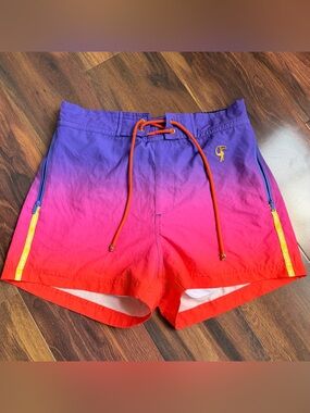 Tucann Ombré Faded Waves Lined 2” Short Shorts Swim Trunks Men’s M